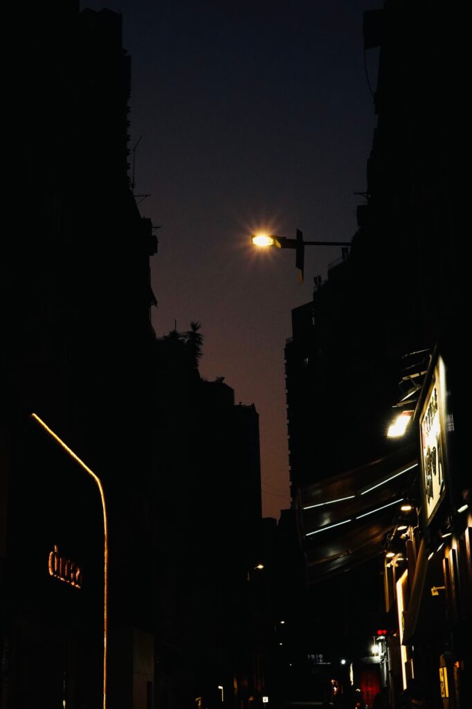 Dim evening lights in Hong Kong