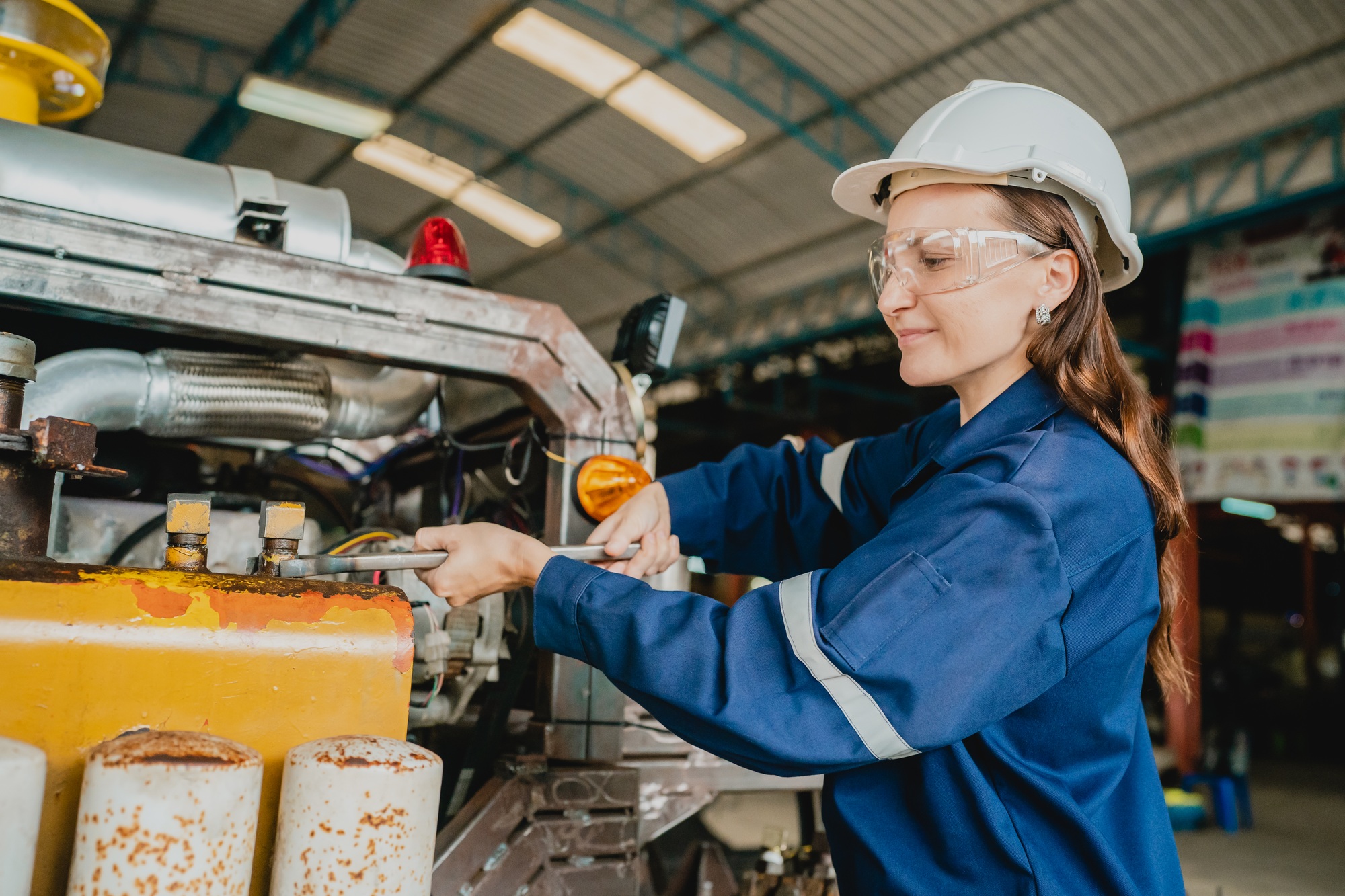 professional technician engineer maintenance working on industry production control system service